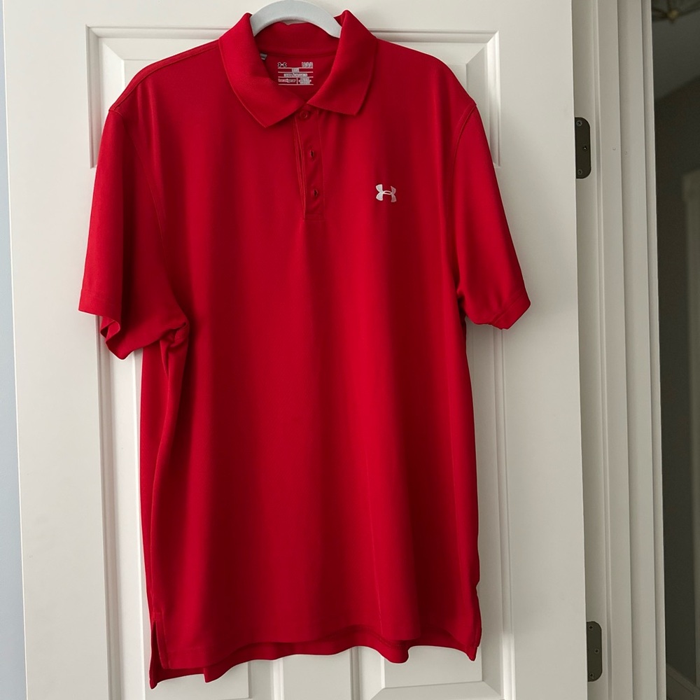 Like New Under Armour Men's Vibrant Red Polo Shirt